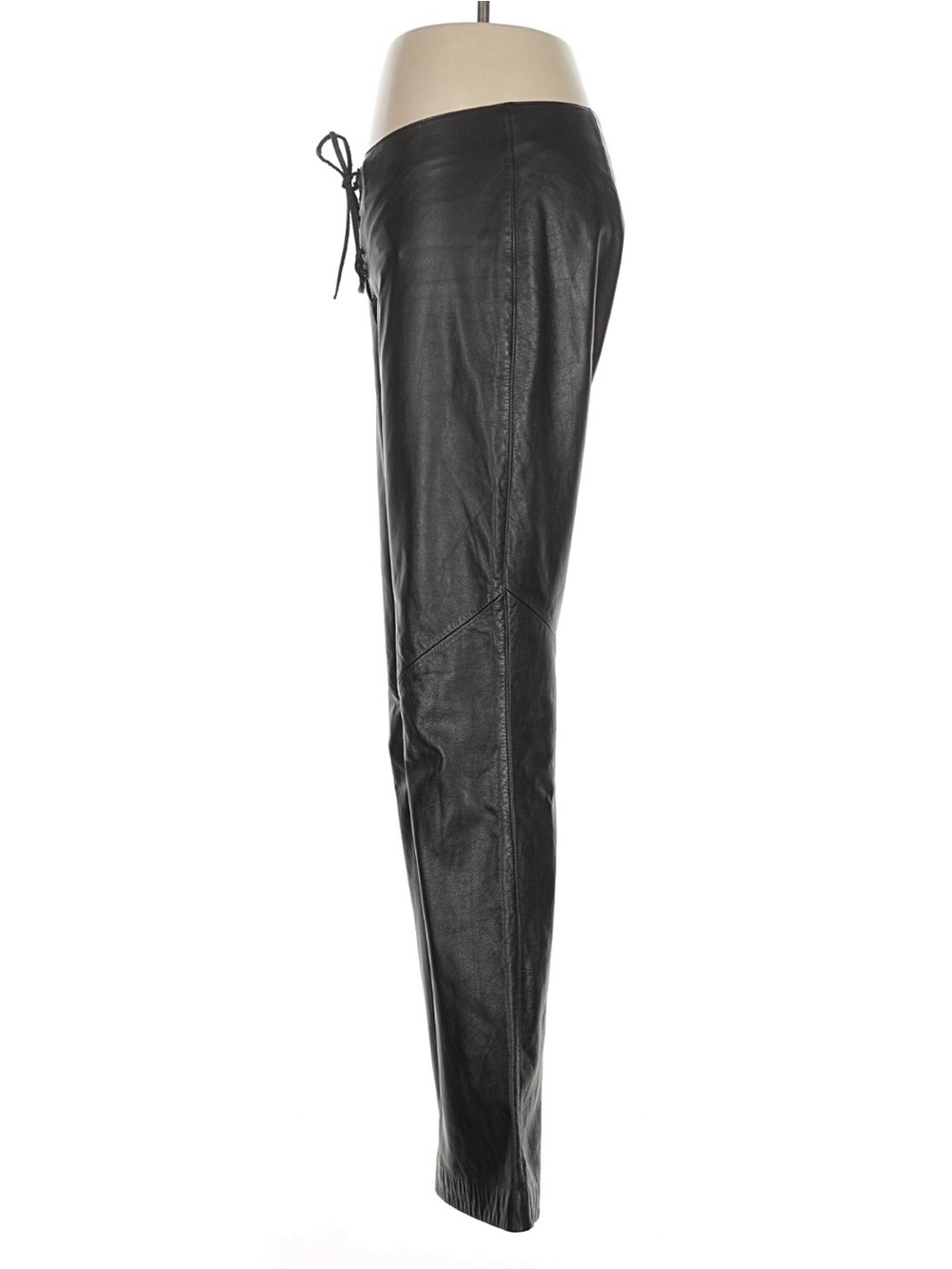 Vintage Y2K Ralph Lauren Black Leather Pants Flare Lace Up Corset Mid Rise 6 32” - Picture 12 of 13
